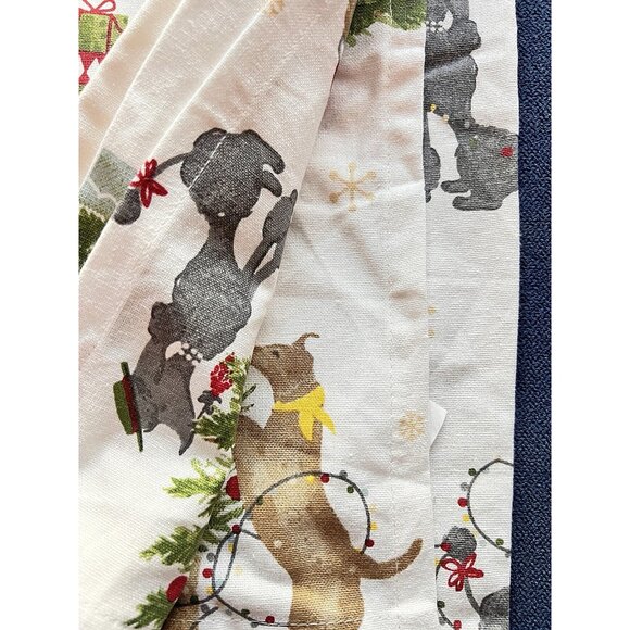 CHRISTMAS PUPPY DOG Kitchen Towel Set of 2 Embroidered BEADED Detailed 20" x 28 - Picture 9 of 12